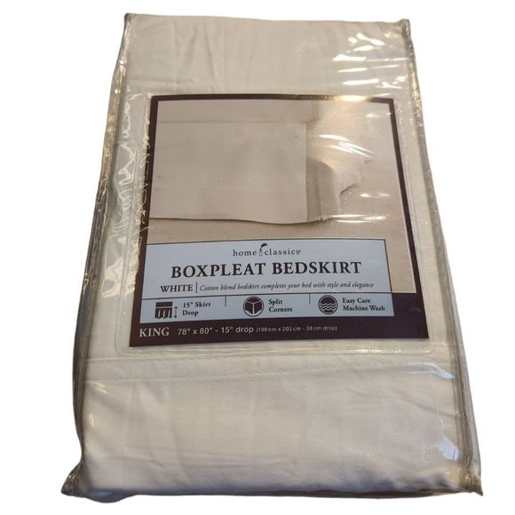 Home classics Boxpleat Bedskirt King 78 x80 15 drop - Picture 1 of 5